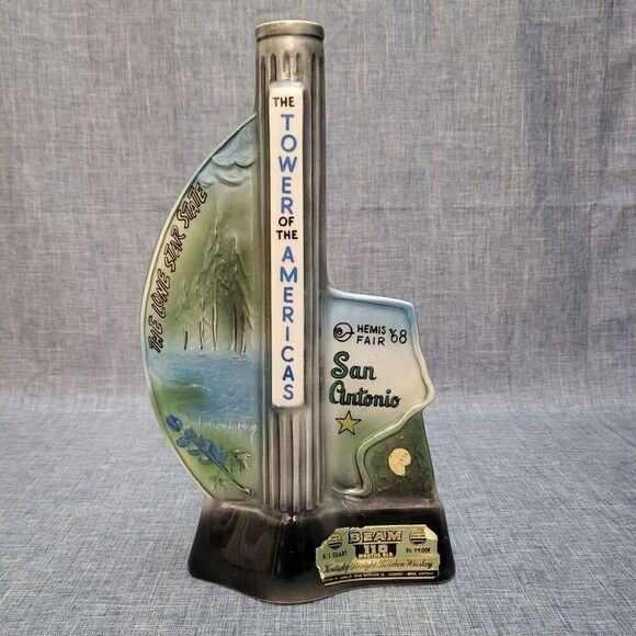 Vintage 1968 Jim Beam Bourbon Decanter San Antonio Fair Tower Of Americas Empty - Picture 1 of 16